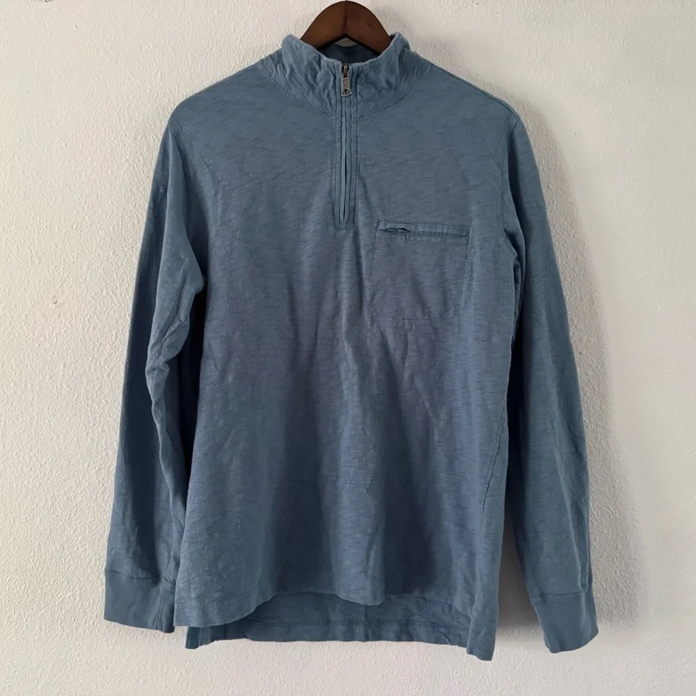 Eddie Bauer Blue Quarter Zip Cotton Pullover Outdoor Medium Athleisure Casual
